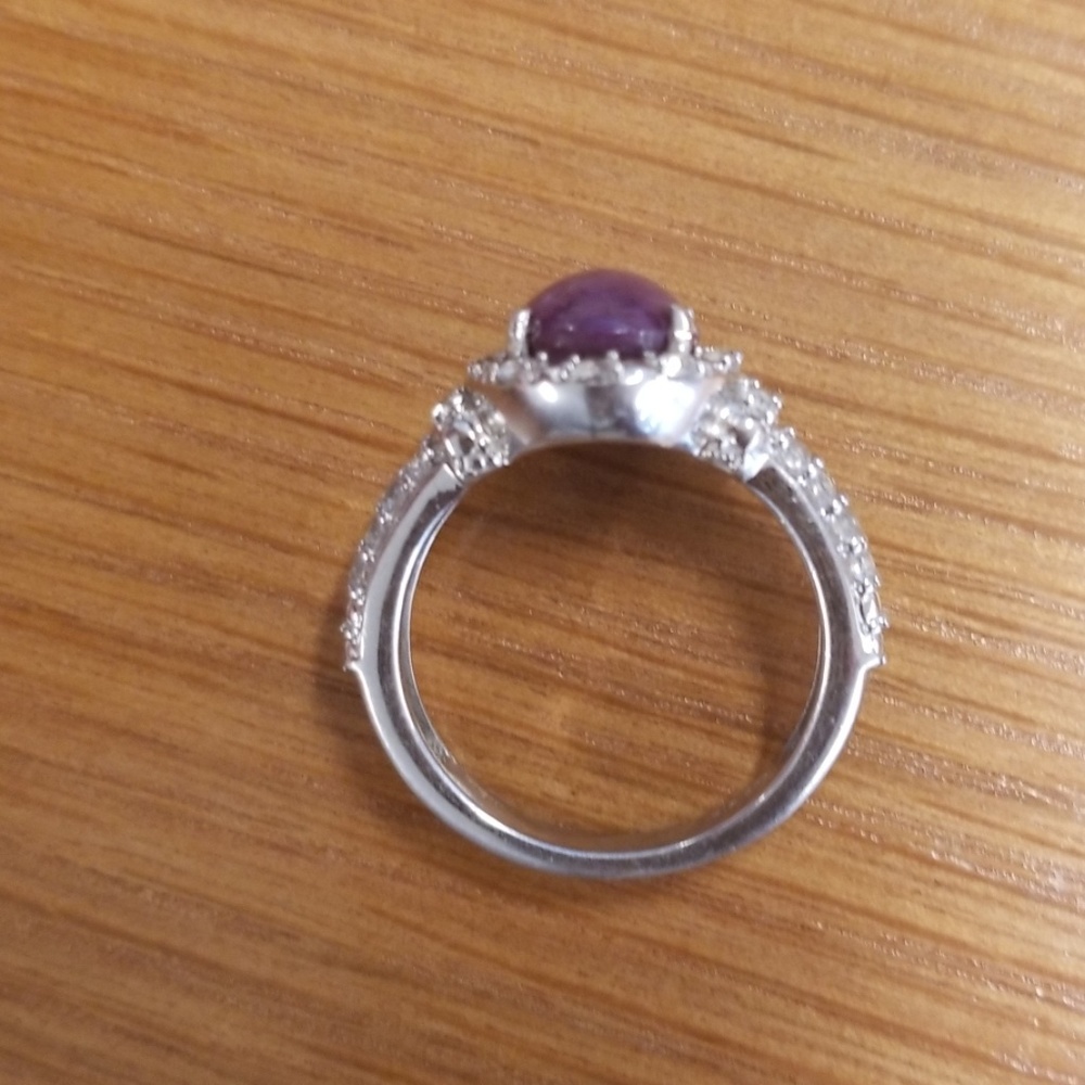 Oval Indian Star Ruby With White Topaz Ring - image 6
